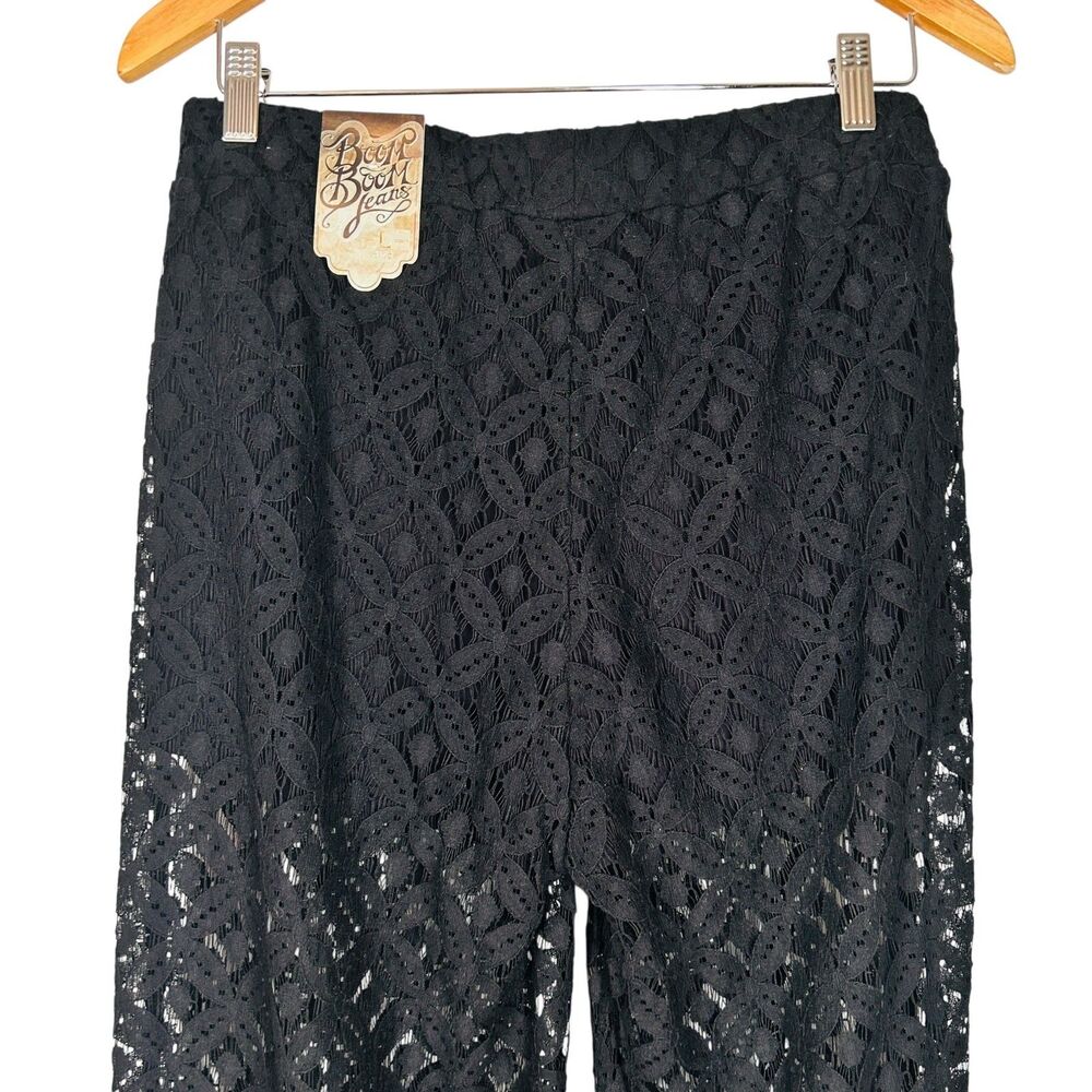 Boom Boom NEW Black Lace Pants Women L Sexy See Through Overlay Long Tall NWT - Picture 6 of 13